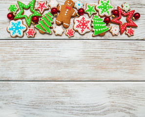 Christmas ginger and honey colorful cookies