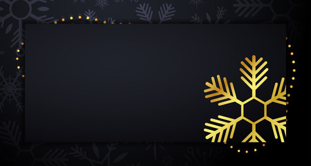 Marry Christmas and Happy New Year banner on dark background with snowflakes. Vector illustration.
