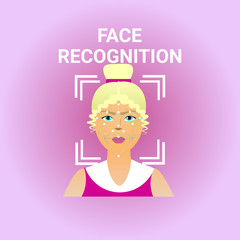 Biometrics Scanning Face Recognition Of Female Icon Modern Identification Technology Vector Illustration