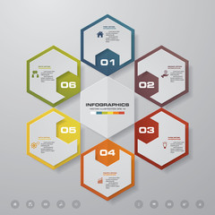Modern 6 steps process. Simple&Editable abstract design element. EPS10.