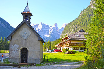 An enchanted church in the Alps, Italy
