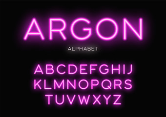 Glowing neon typeface design. Vector alphabet, letters, font, typography.