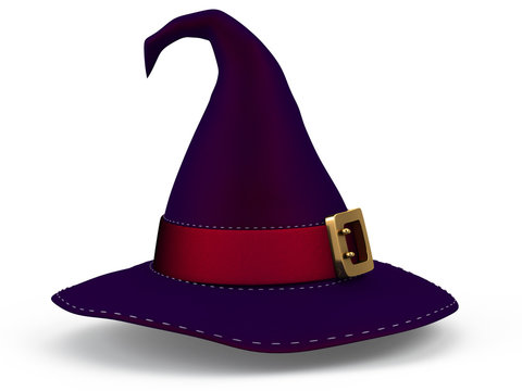 hat of a witch for halloween and cartoon style on an isolated white background. 3d illustration