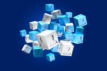 Fototapeta na wymiar 3d rendering blue and white cube on a color background