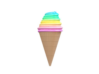 abstract ice cream colourful 3d rendering white background