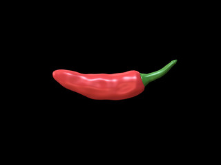 cartoon red chili 3d rendering black background