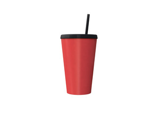 red paper cup 3d rendering white background