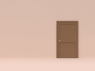 wood door minimal wall 3d rendering
