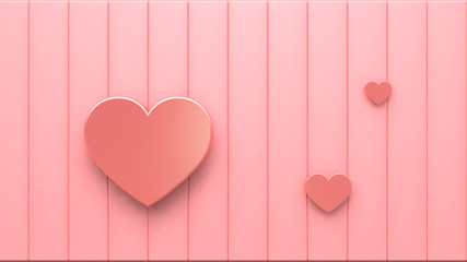 heart pink background love valentine concept 3d rendering