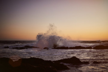 Big wave splash on ocean