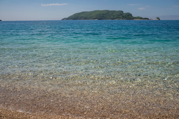 The island of St. Nicholas, located opposite the Budva in the Adriatic Sea. Montenegro.