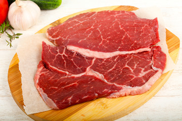 Raw beef steak