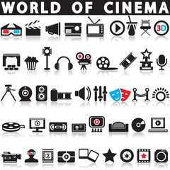 Cinema, film and movie icons. Vector icon set