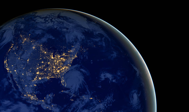 United States of America lights during night as it looks like from space. Elements of this image are furnished by NASA
