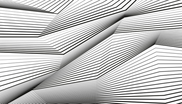 Designs of black lines on a white background. Abstract waves. Vector elements for you projects