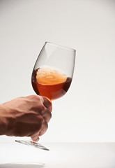 Elegant glass with red wine