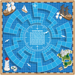 A board game on the marine theme. Vector design for app game user interface. © caryblade