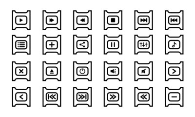 Media Player Icon Set. Audio Player Vector Line Icons Collection