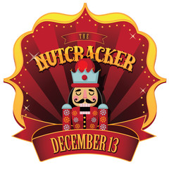 Christmas nutcracker retro marquee. Wooden soldier toy gift from the ballet. EPS 10 vector illustration.