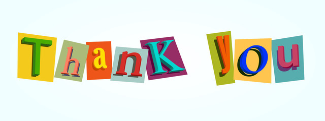 Thank you text made with colorful letters