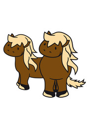 Obraz na płótnie Canvas 2 freunde team paar kleines süßes niedlich pony fohlen junges baby kind comic clipart cartoon pferd