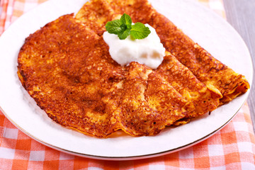 Pumpkin crepes - thin pastry pancakes