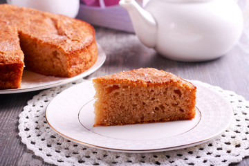 Buttermilk cinnamon cake on table