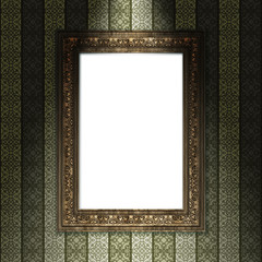 mock up 3d vintage frame hanging on wall