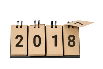 New Year 2018 is coming concept. Happy New Year 2018 replace 2017 concept isolated on white background. This picture have clipping path for easy to use.