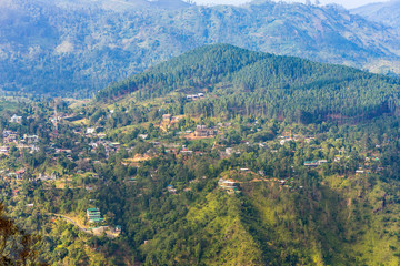 Fototapeta na wymiar Ella is a small town in the highlands of Sri Lanka. Approx 1000m high, the town is rich on bio-diversity, surrounded by forest and tea plantations. Located in the Uva province