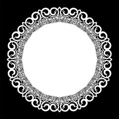Lace round paper doily, lacy snowflake, greeting element, laser cut  template, doily to decorate the cake,  vector illustrations.