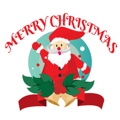 Santa claus Say Hello Merry Christmas Collection Logo icon vector illustrations