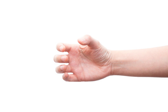 Human hand hold something isolated on white background. This picture has clipping path for easy to use.