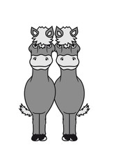 2 freunde team paar groß vorne kleines süßes niedlich pony fohlen junges baby kind comic clipart cartoon pferd