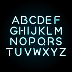 Blue neon font vector