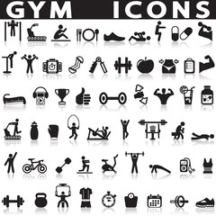 gym icons on a white background with a shadow