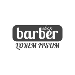 Grey emblem for barber shop, vector illustration.