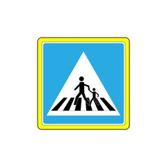 Crosswalk sign black in white triangle