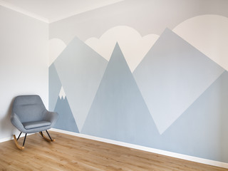 Modern scandinavian style design mural painted room