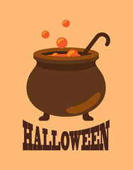 Halloween Poster with Closeup of Witch Cauldron