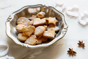 cookies in a silver plate