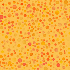 Watercolor confetti seamless pattern. Hand painted superb circles. Watercolor confetti circles. Yellow scattered circles pattern. 110.