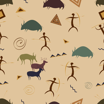 ancient hunt seamless pattern