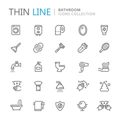 Collection of bathroom thin line icons