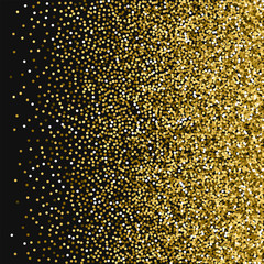 Round gold glitter. Right gradient with round gold glitter on black background. Magnificent Vector illustration.