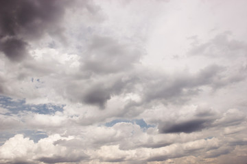 Horizontal photo of a beautiful sky rich in clouds with strong contrast