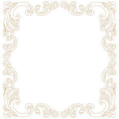 Golden vintage border frame engraving with retro ornament pattern in antique baroque style decorative design. Vector