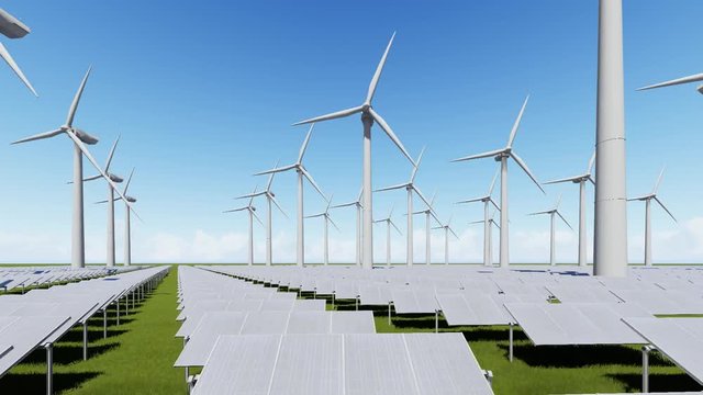 Solar Panels Farm and wind generator