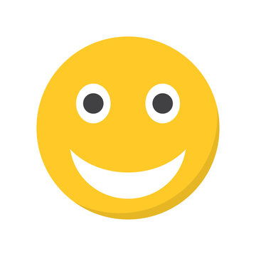 Smiling emoji with open mouth. Vector illustration