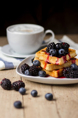 Fresh waffles with berries